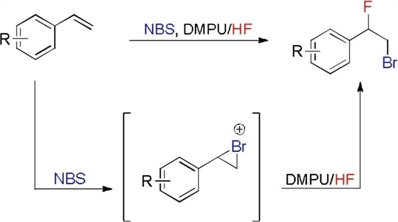 Bromofluorination of unsaturated compounds using DMPU/HF as a fluorinating reagent