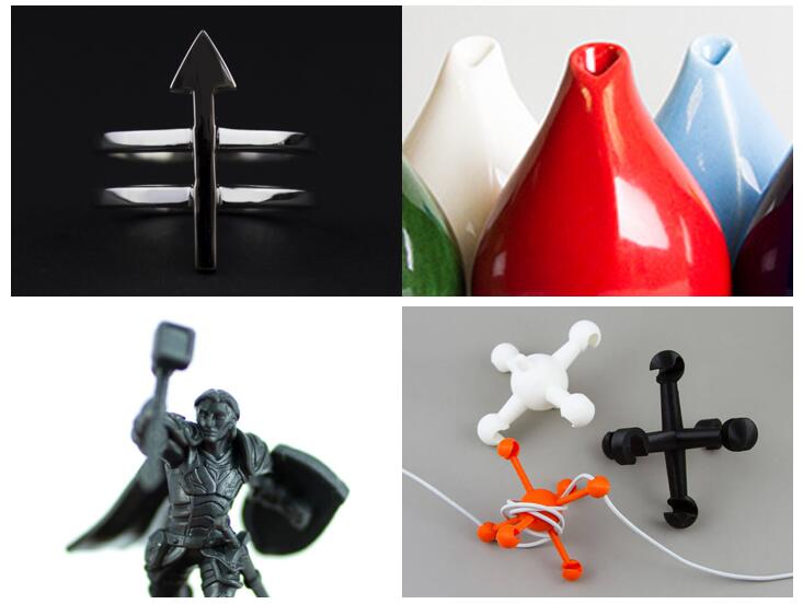 Figure 1. Pictures of different 3D printing products- Different material can offer a unique combination of practical and aesthetic properties to suit a series of products.